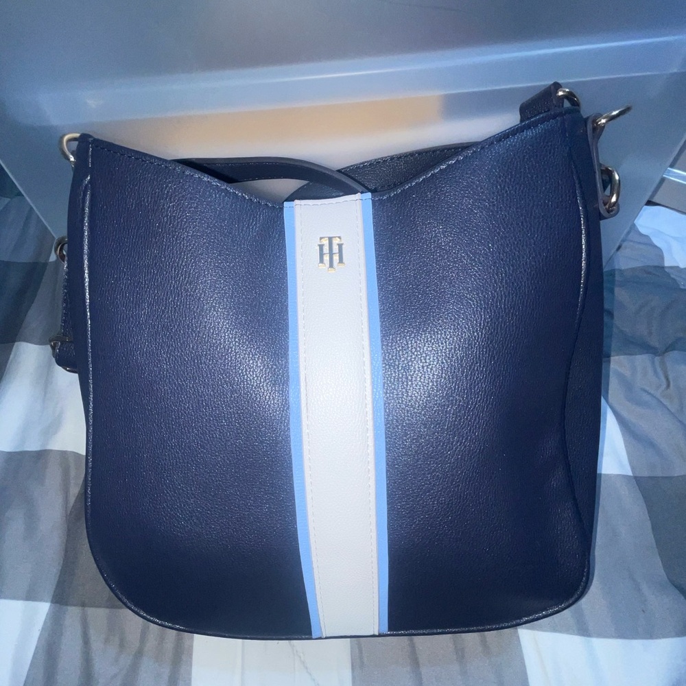 Tommy Hilfiger Navy and White Shoulder Bag